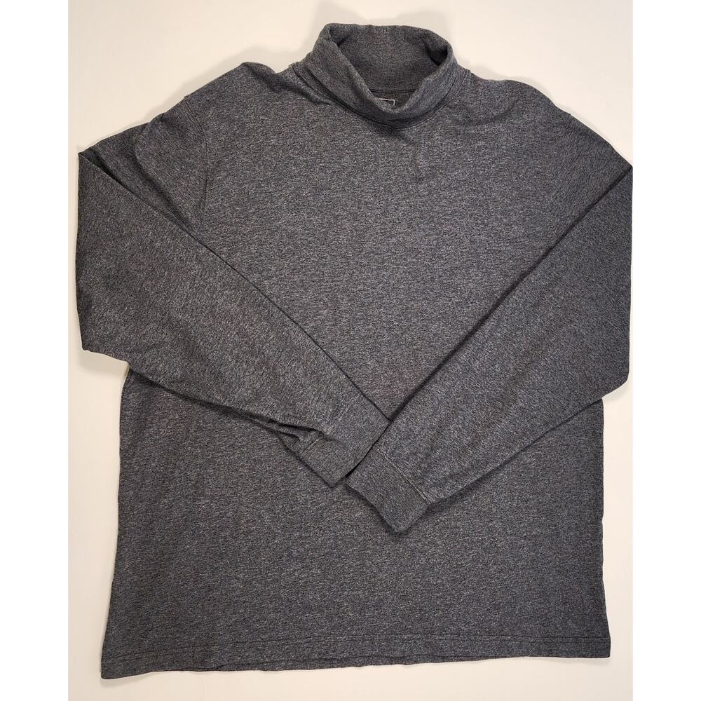 L.L.Bean Mens XL‎ Mock Neck Shirt Gray 100% Cotton Traditional Fit